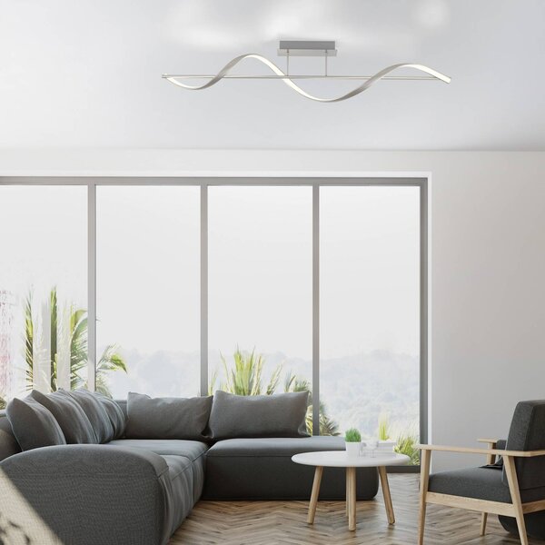 Q-Smart-Home Inteligentna lampa sufitowa Q-Swing, możliwość ściemniania, aluminiowy / szary / cynkowy, salon / jadalnia, aluminium, nowoczesny