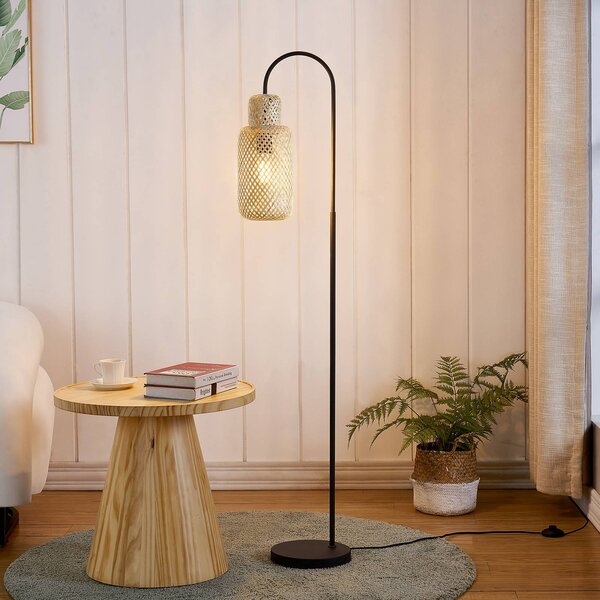Lampa stojąca Venora Lindby, czarny, salon / jadalnia, metal