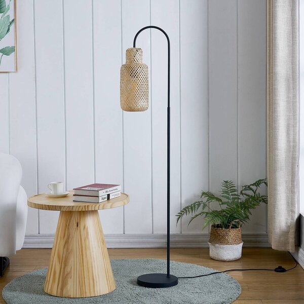 Lampa stojąca Venora Lindby, czarny, salon / jadalnia, metal