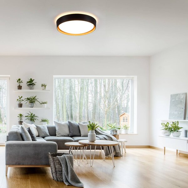 JUST LIGHT. GmbH Lampa sufitowa LED Emilia, możliwość ściemniania, czarny, salon / jadalnia, metal, nowoczesny