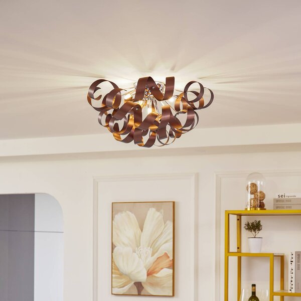 Lampa sufitowa Kaelor Lucande, możliwość ściemniania, miedziany, salon / jadalnia, aluminium, design