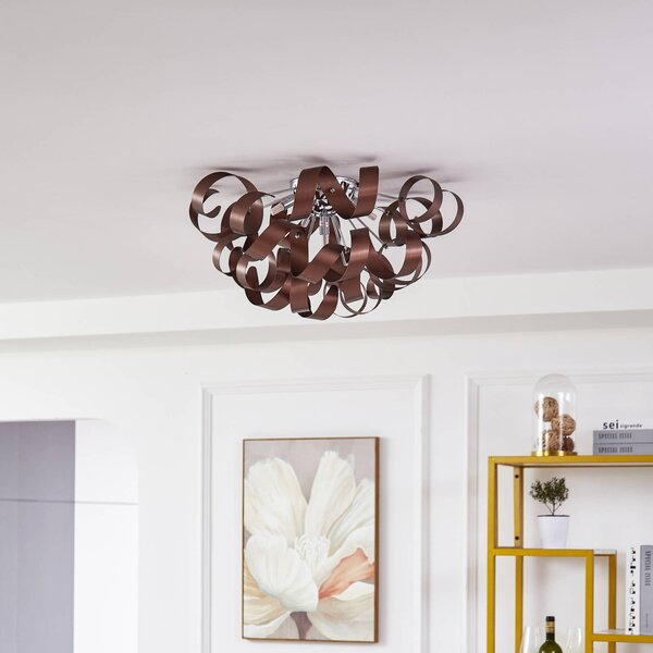 Lampa sufitowa Kaelor Lucande, możliwość ściemniania, miedziany, salon / jadalnia, aluminium, design