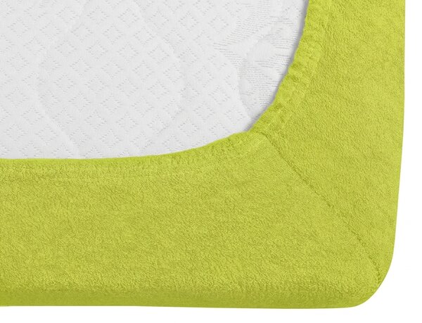 Prześcieradło frotte PREMIUM limonkowe 160x200 cm