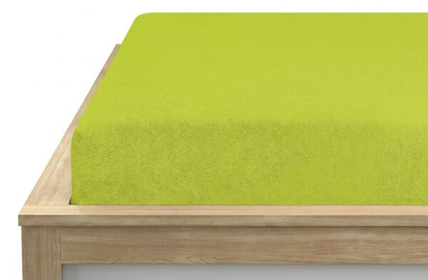 Prześcieradło frotte PREMIUM limonkowe 160x200 cm