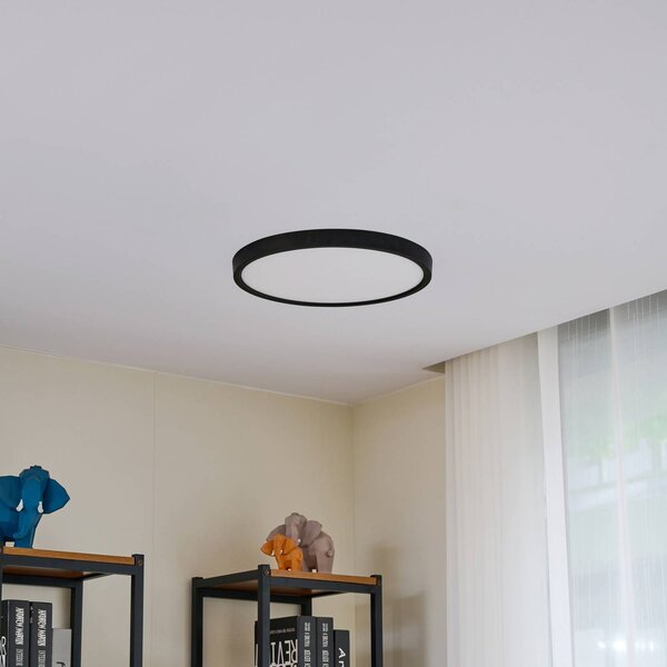Inteligentna lampa sufitowa Pravin Lindby, możliwość ściemniania, czarny, salon / jadalnia, tworzywo sztuczne, nowoczesny