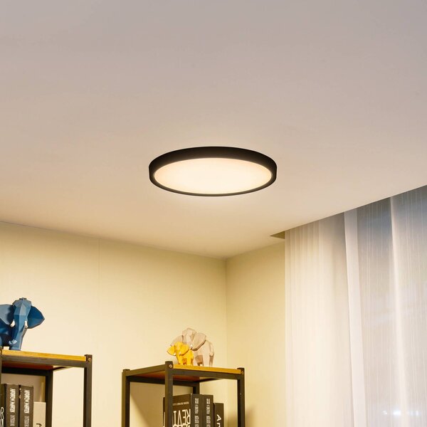 Inteligentna lampa sufitowa Pravin Lindby, możliwość ściemniania, czarny, salon / jadalnia, tworzywo sztuczne, nowoczesny