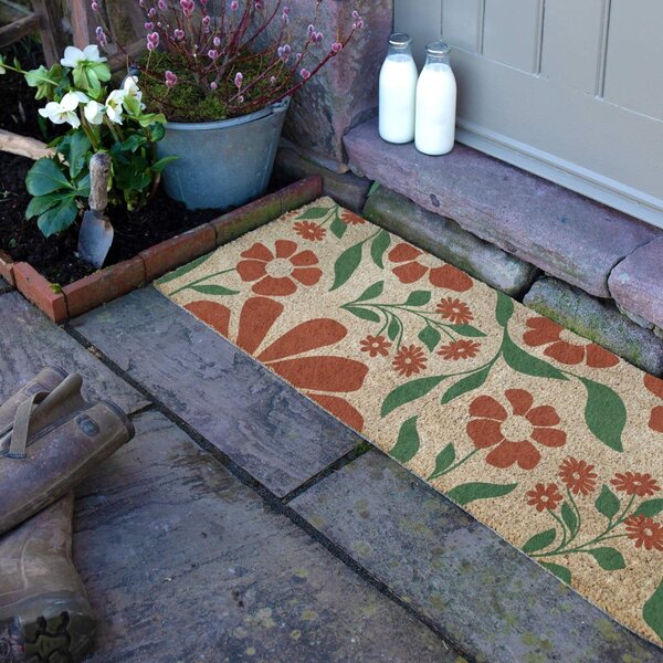 Wycieraczka z włókna kokosowego 40x120 cm Red & Green Floral – Artsy Doormats
