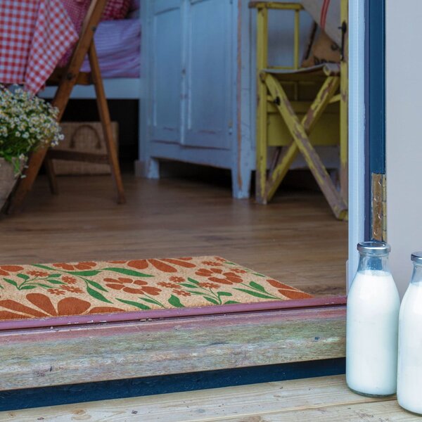 Wycieraczka z włókna kokosowego 40x120 cm Red & Green Floral – Artsy Doormats