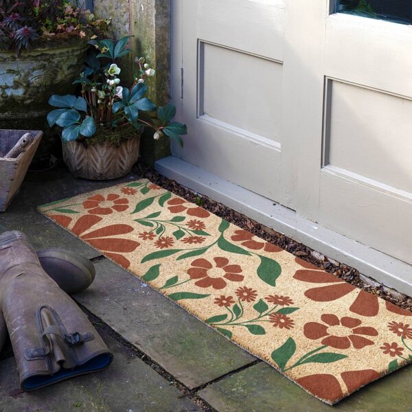 Wycieraczka z włókna kokosowego 40x120 cm Red & Green Floral – Artsy Doormats