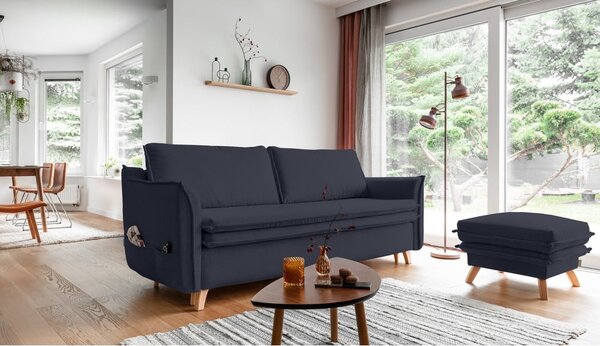 Ciemnoszara/antracytowa rozkładana sofa 225 cm Charming Charlie – Miuform
