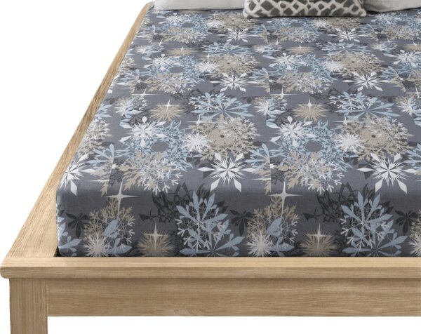 Prześcieradło z mikrofibry SNOWFLAKE niebieskoszare 90x200 cm