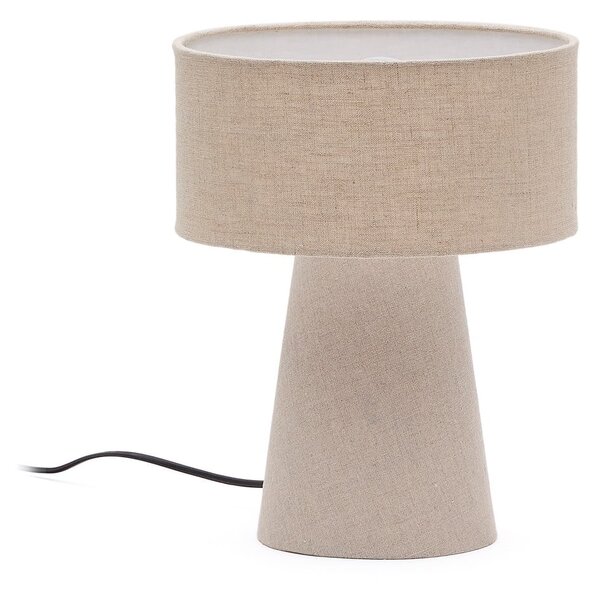 Szarobeżowa lampa stołowa z tekstylnym kloszem (wysokość 35 cm) Algaida – Kave Home
