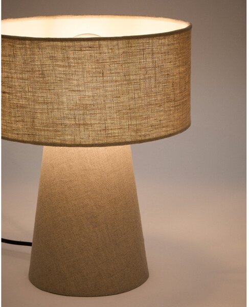 Szarobeżowa lampa stołowa z tekstylnym kloszem (wysokość 35 cm) Algaida – Kave Home
