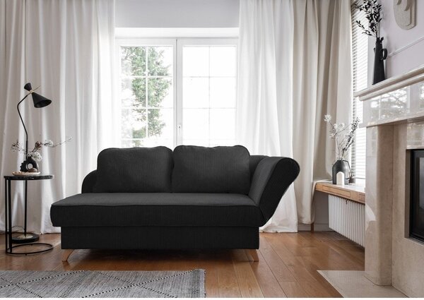 Antracytowy sztruksowy szezlong (prawostronny) Chic Charlotte – Miuform