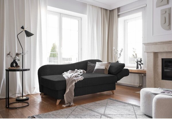 Antracytowy sztruksowy szezlong (prawostronny) Chic Charlotte – Miuform