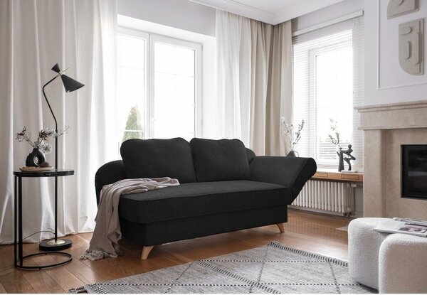 Antracytowy sztruksowy szezlong (prawostronny) Chic Charlotte – Miuform