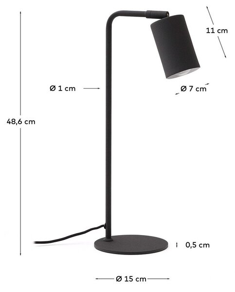 Czarna metalowa lampa stołowa (wysokość 49 cm) Manie – Kave Home