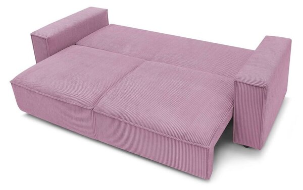 Różowa sztruksowa rozkładana sofa 245 cm Nihad – Bobochic Paris