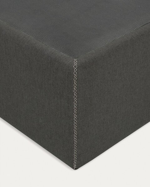 Czarne tapicerowane łóżko dwuosobowe ze schowkiem 180x200 cm Matters – Kave Home