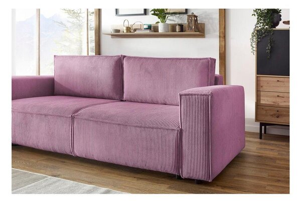 Różowa sztruksowa rozkładana sofa 245 cm Nihad – Bobochic Paris