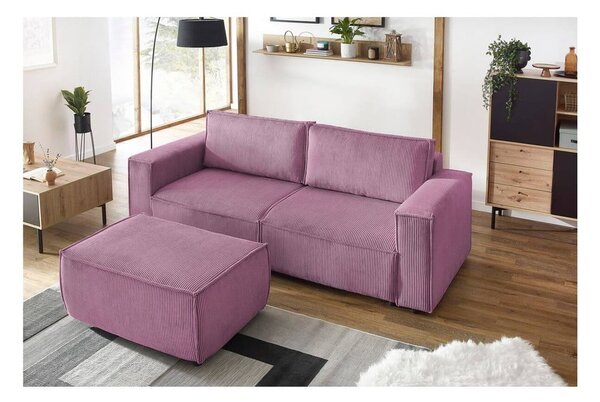 Różowa sztruksowa rozkładana sofa 245 cm Nihad – Bobochic Paris