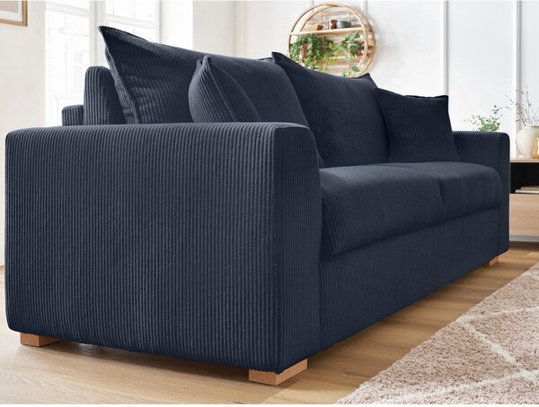 Ciemnoniebieska sztruksowa rozkładana sofa 225 cm Augustin – Bobochic Paris