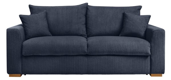 Ciemnoniebieska sztruksowa rozkładana sofa 225 cm Augustin – Bobochic Paris