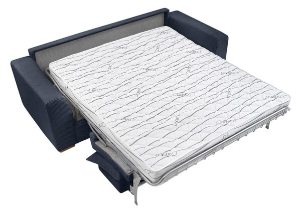 Ciemnoniebieska sztruksowa rozkładana sofa 225 cm Augustin – Bobochic Paris