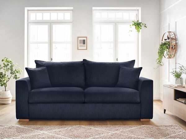 Ciemnoniebieska sztruksowa rozkładana sofa 225 cm Augustin – Bobochic Paris