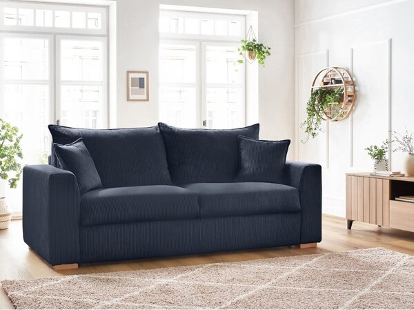 Ciemnoniebieska sztruksowa rozkładana sofa 225 cm Augustin – Bobochic Paris