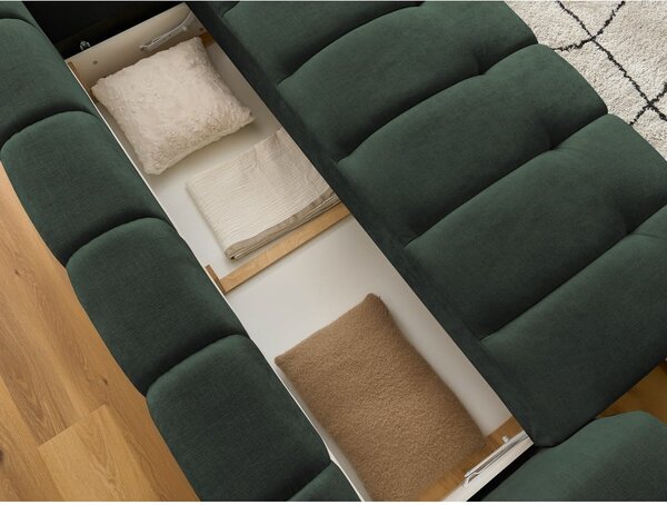 Zielona rozkładana/ze schowkiem sofa 251 cm Fuji – Bobochic Paris