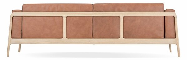 Karmelowa sofa z bawolej skóry z konstrukcją z litego drewna dębowego Gazzda Fawn, 240 cm