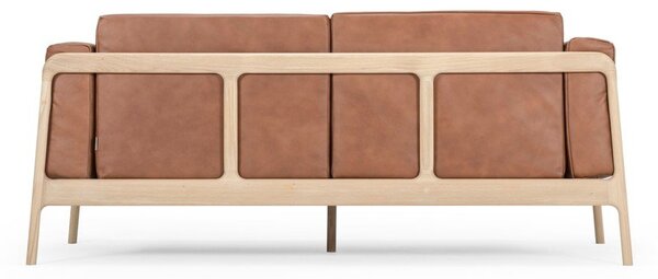 Karmelowa sofa z bawolej skóry z konstrukcją z litego drewna dębowego Gazzda Fawn, 180 cm