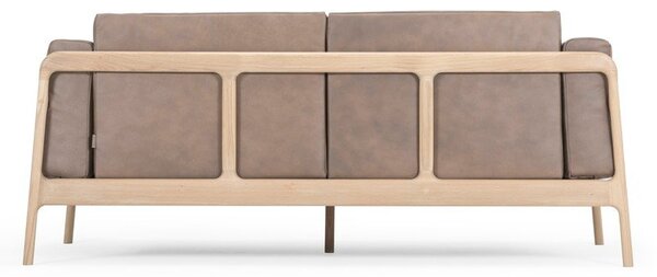 Jasnobrązowa sofa z bawolej skóry z konstrukcją z litego drewna dębowego Gazzda Fawn, 180 cm