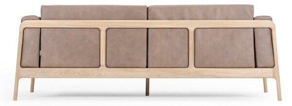 Jasnobrązowa sofa z bawolej skóry z konstrukcją z litego drewna dębowego Gazzda Fawn, 210 cm