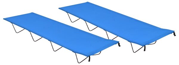 Łóżka polowe, 2 szt. 180x60x19 cm, tkanina i stal, niebieskie