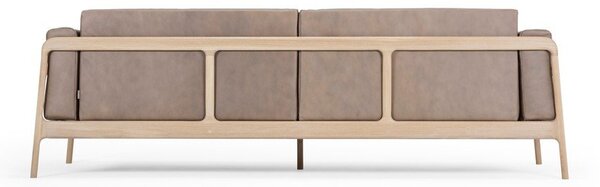 Jasnobrązowa sofa z bawolej skóry z konstrukcją z litego drewna dębowego Gazzda Fawn, 240 cm