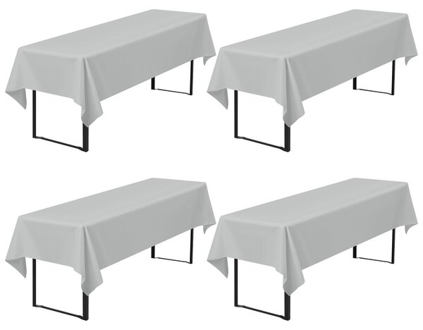 Zestaw 4 sztuk jasnoszarych obrusów na stolik do piwa, wymiar 260 x 110 cm, możliwość prania