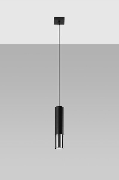 Metalowa lampa wisząca w czarno-srebrnym kolorze ø 8 cm Longbot – Sollux