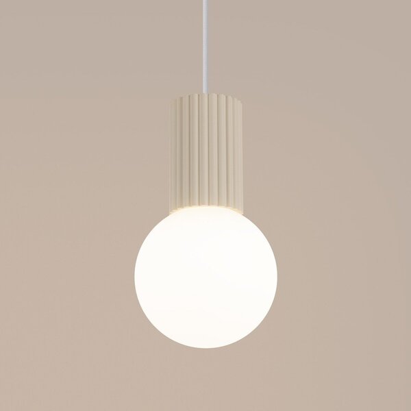 Kremowa lampa wisząca ze szklanym kloszem ø 12 cm Orbital – Sollux