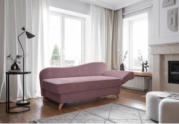 Szaroróżowy sztruksowy szezlong (prawostronny) Chic Charlotte – Miuform