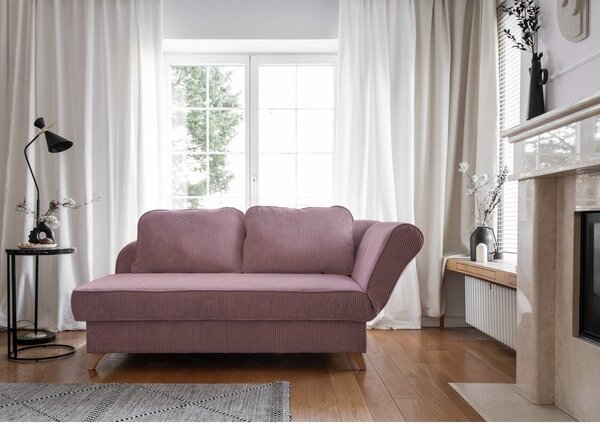 Szaroróżowy sztruksowy szezlong (prawostronny) Chic Charlotte – Miuform