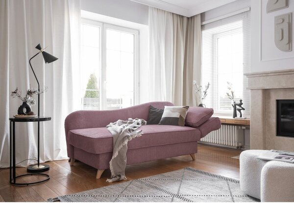 Szaroróżowy sztruksowy szezlong (prawostronny) Chic Charlotte – Miuform