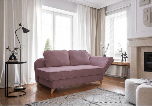 Szaroróżowy sztruksowy szezlong (prawostronny) Chic Charlotte – Miuform