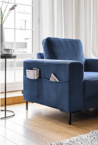 Ciemnoniebieski sztruksowy fotel Lofty Lilly – Miuform