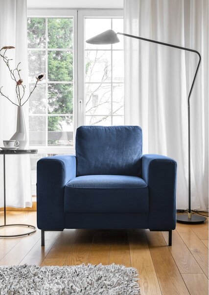 Ciemnoniebieski sztruksowy fotel Lofty Lilly – Miuform
