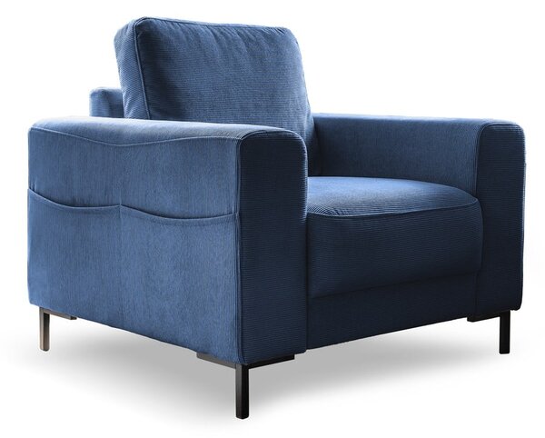 Ciemnoniebieski sztruksowy fotel Lofty Lilly – Miuform