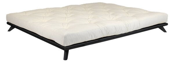 Łóżko dwuosobowe z drewna sosnowego z materacem Karup Design Senza Comfort Mat Black/Natural, 160x200 cm