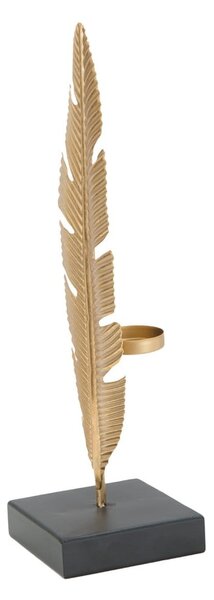 Świecznik dekoracyjny w złotej barwie Mauro Ferretti Feather, wys. 34 cm