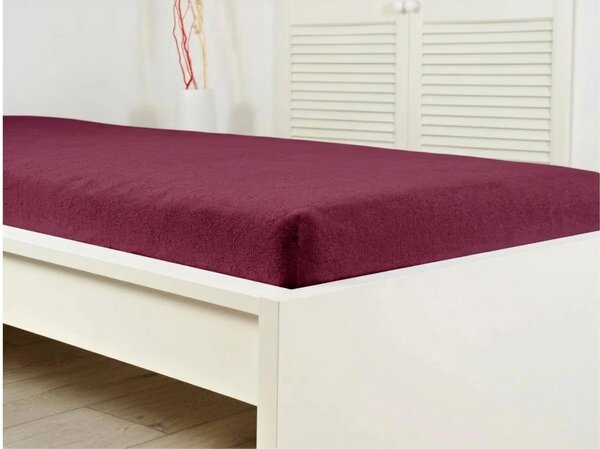 Prześcieradło frotte do dziecięcego łóżeczka PREMIUM 60x120 cm bordowe